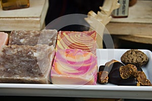 Colorful organic soap for show and sale