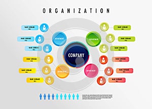 Colorful organization chart for business template