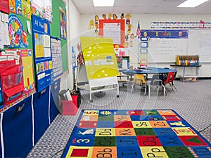 Colorful and organized Kindergarten Classroom