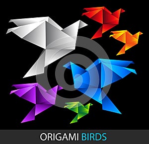 Colorful origami birds