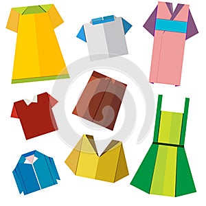 Colorful origami clothes vector on white