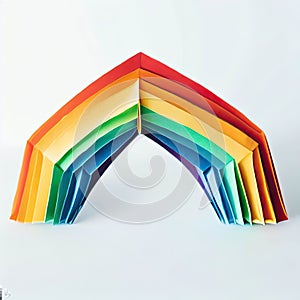 Colorful origami rainbow isolated on white background