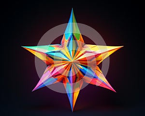 a colorful origami star on a black background