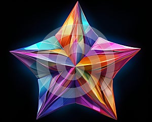 a colorful origami star on a black background