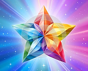 a colorful origami star on a colorful background