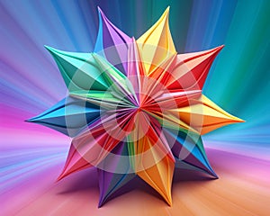 a colorful origami star on a colorful background