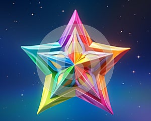 a colorful origami star on a dark background