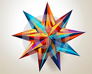 a colorful origami star on a white background