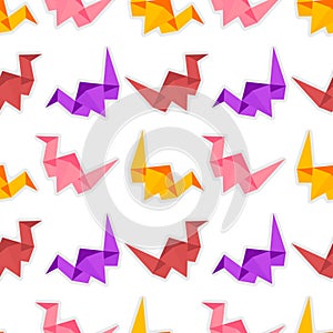 colorful origami swan seamless pattern