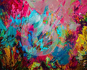 Colorful original abstract oil painting, background