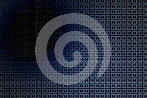 Texture with number 14 in a grid of lines, background, blue and black gradient, mathematics,
