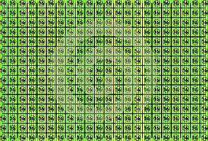 Texture with number 16 in circles with a grid of lines, background, vetical yellow lines, mathematics,
