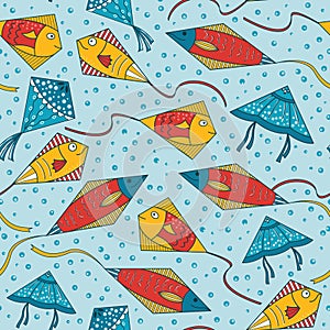 Colorful ornamental fishe kites