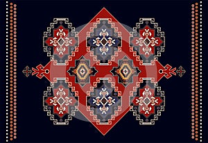 Colorful ornamental vector design for rug, carpet, tapis. Persian rug, towel, textile. Geometric floral backdrop