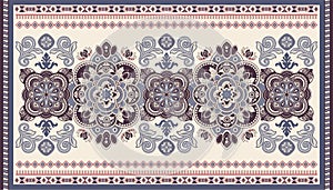 Colorful ornamental vector design for rug, carpet, tapis. Persian rug, textile. Geometric floral backdrop. Abstract photo