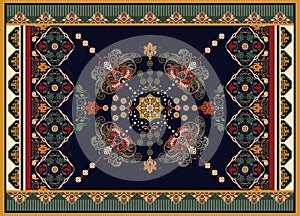 Colorful ornamental vector design for rug, carpet, tapis. Persian rug, towel, textile. Geometric floral backdrop photo