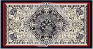 Colorful ornamental vector design for rug, carpet, tapis. Persian rug, towel, textile. Geometric floral backdrop photo