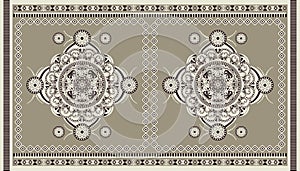 Colorful ornamental vector design for rug, carpet, tapis. Persian, Turkey rug, textile. Geometric floral backdrop photo