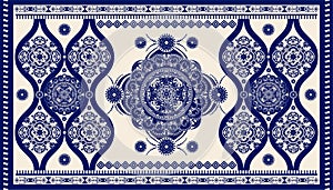 Colorful ornamental vector design for rug, carpet, tapis. Persian, Turkey rug. Geometric floral backdrop. Abstract photo