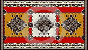 Colorful ornamental vector design for rug, carpet, tapis. Persian, Turkey rug, textile. Geometric floral backdrop photo