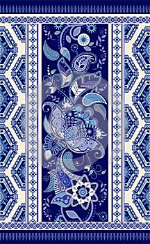 Colorful ornamental vector design for rug, carpet, tapis, shawl. Seamless ornamental pattern. Geometric floral backdrop