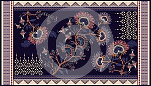 Colorful ornamental vector design for rug, carpet, tapis, yoga mat. Persian rug, towel, textile. Geometric floral