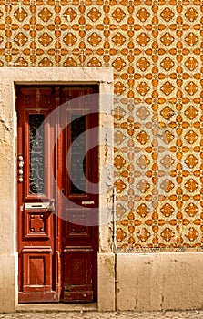 The colorful, ornate decorative doorways of Lisbon in Portugal