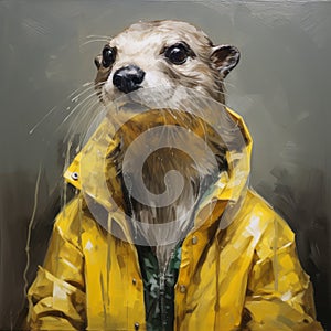 Colorful Otter In Yellow Raincoat - Speedpainting By Alex Nichol