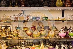Colorful Ottoman style cups, pots and objects
