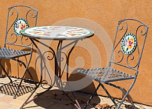 Colorful outdoor table and chairs