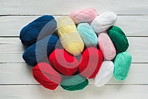 Colorful oval acrylic yarn wool thread skeins