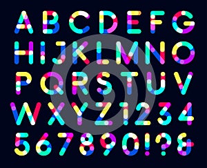 Colorful overlays font only dark background a point capital letters