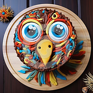 Colorful Owl Cake With Fish-eye Lens Design