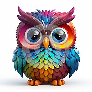 colorful owl on white background