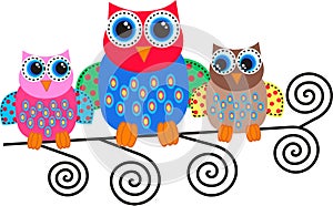 Colorful owls