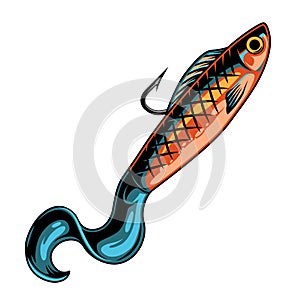 Colorful paddle tail fishing bait concept