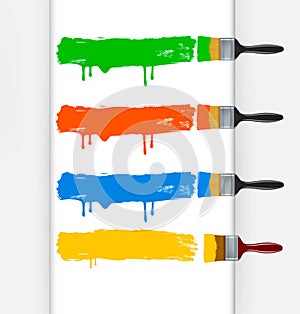 Colorful paint brushes leaving a horizontal trail.