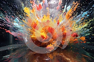 colorful paint burst underwater