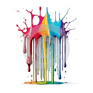 Colorful paint dripping. Abstract color splash isolated on white background