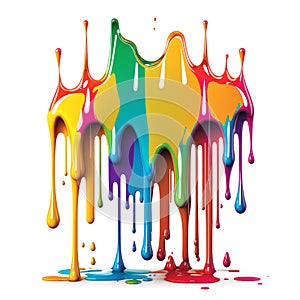 Colorful paint dripping. Abstract color splash isolated on white background