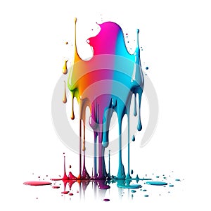 Colorful paint dripping. Abstract color splash isolated on white background