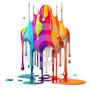 Colorful paint dripping. Abstract color splash isolated on white background