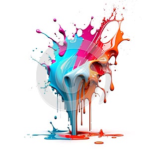 Colorful paint dripping. Abstract color splash isolated on white background