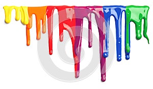 Colorful paint dripping isolated photo