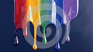 Vibrant Rainbow Paint Dripping Down Dark Background