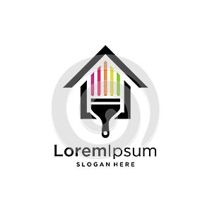 Colorful paint house logo design vector