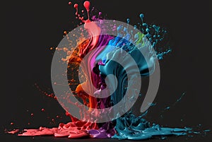 Colorful paint splash, dynamic wave background, liquid background, fluid splash, organic curves and abstract lines, flow wave