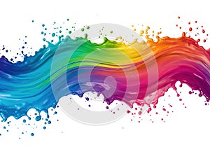 Colorful paint splash with vibrant rainbow colors on a white background.