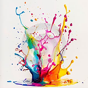 Colorful paint splash on the white background