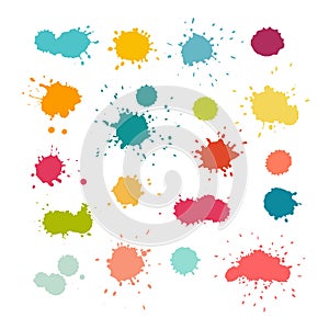 Colorful paint splashes and drops